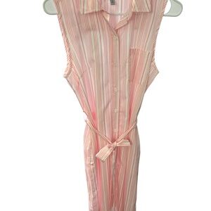 Pink and White Striped Sleeveless Dress PTP 17 L 41
